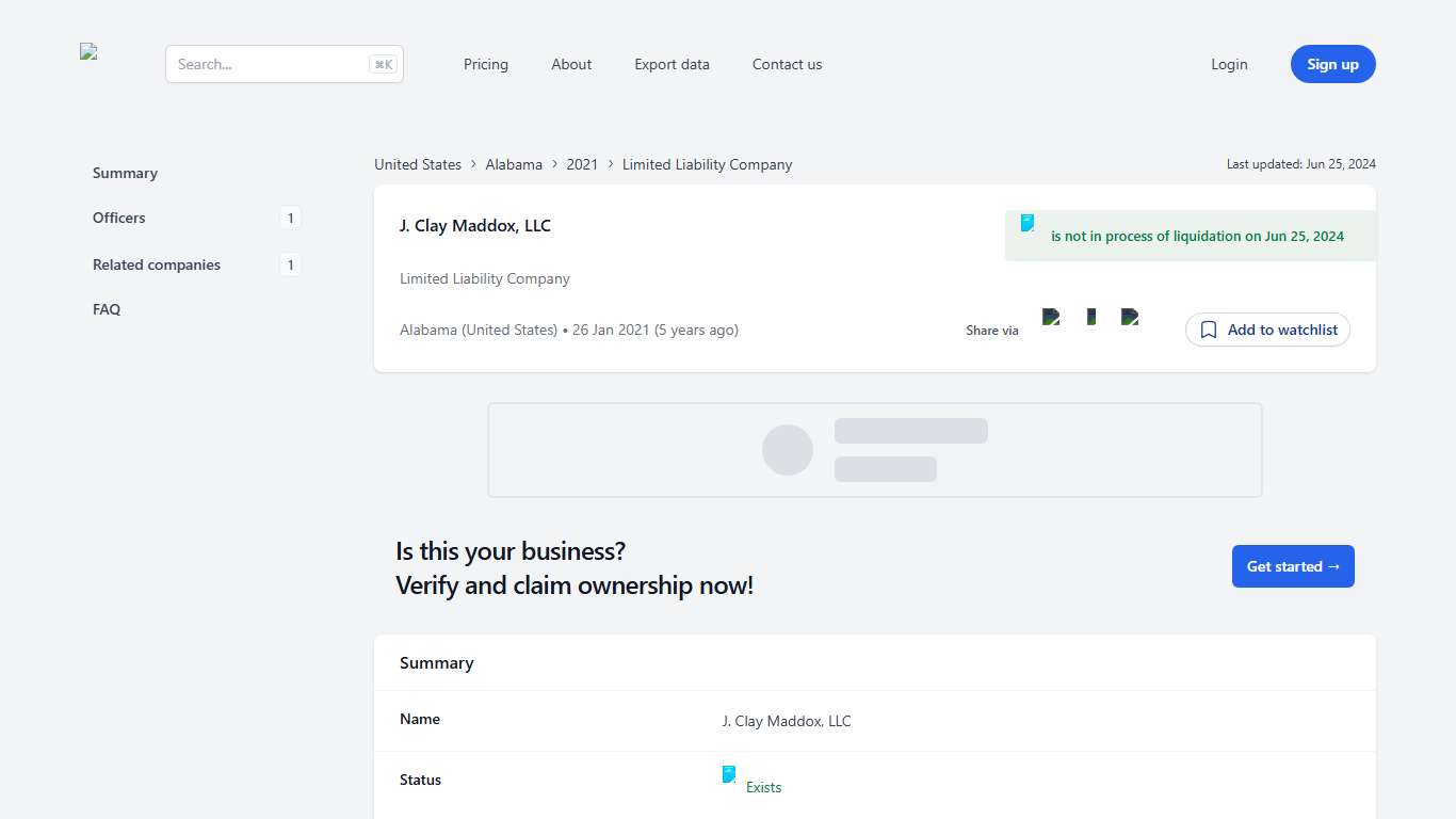 J. Clay Maddox, LLC - 000-831-794 - Alabama